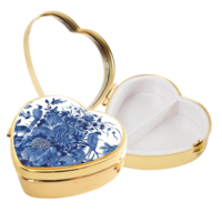 Museumgifts Holland Pillendoos  - Goudkleurig - hartvorm-Tegeltableau Delfts blauw