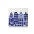 Heinen Delfts blauw Delftsblauwe tegel met Amsterdamse grachtenpanden - 4 huizen