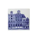 Heinen Delftware Delft blue tile with Amsterdam canal houses - 2x2 houses