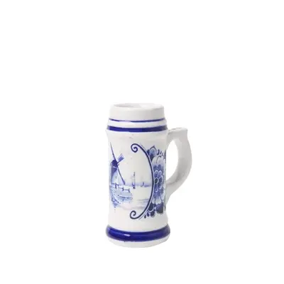 Heinen Delfts blauw Schnapsglas mit Delfter blauer Mühlenlandschaft
