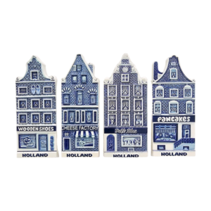 Typisch Hollands Amsterdamer Fassadenhäuser – Set mit 4 Magneten.