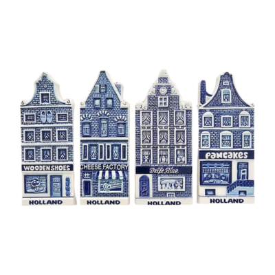 Typisch Hollands Holland Gevelhuisjes - Set van 4 magneten.