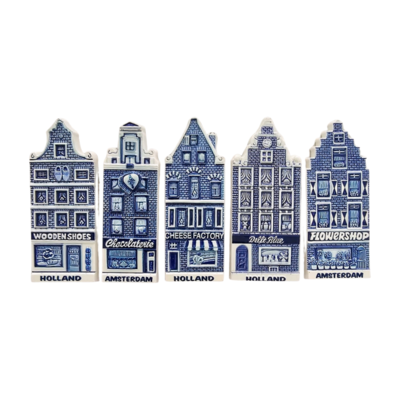Typisch Hollands Amsterdam en Holland Gevelhuisjes - Set van 5magneten.