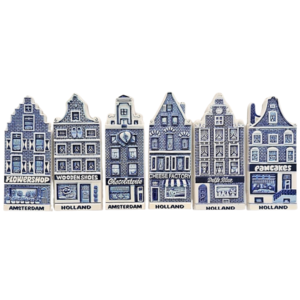 Typisch Hollands Amsterdam  en Holland Gevelhuisjes - Set van 6 magneten.