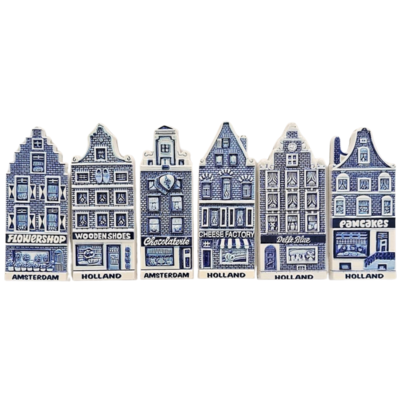 Matix Amsterdam  en Holland Gevelhuisjes - Set van 6 magneten.