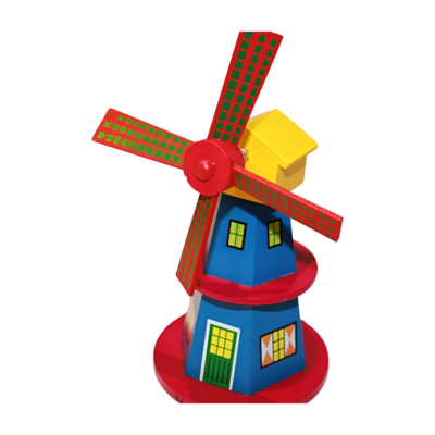 Typisch Hollands Holzwindmühle auf Stab – Blau-Gelb