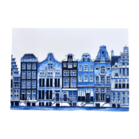 Typisch Hollands Einzelkarte - Delfter Blau - Giebelhäuser