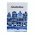 Typisch Hollands Einzelkarte - Delfter Blau - Giebelhäuser - Amsterdam