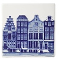 Heinen Delftware Delft blue tile with Amsterdam canal houses - 4 houses