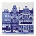 Heinen Delftware Delft blue tile with Amsterdam canal houses - 3 houses