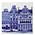 Heinen Delftware Delft blue tile with Amsterdam canal houses - 3 houses