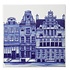Heinen Delfts blauw Delft blue tile with Amsterdam canal houses - 3 houses