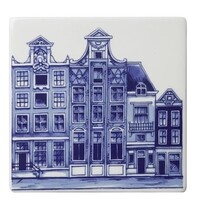 Heinen Delftware Delfter blaue Fliese mit Amsterdamer Grachtenhäusern – 2x2 Häuser