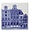 Heinen Delfts blauw Delftsblauwe tegel met Amsterdamse grachtenpanden - 2x2 huizen