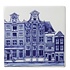 Heinen Delftware Delftsblauwe tegel met Amsterdamse grachtenpanden - 2x2 huizen