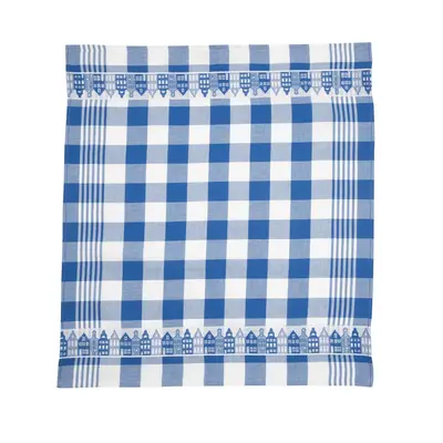 Typisch Hollands Theedoek - Grachtenhuisjes - Blauw