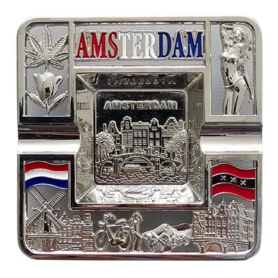 Matix Aschenbecher aus Metall - Amsterdam - silberfarben
