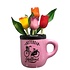 Typisch Hollands Magnet - Half mug with tulips - Pink - Bicycle - Holland-Amsterdam