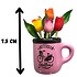 Typisch Hollands Magnet - Halbbecher mit Tulpen - Rosa - Fahrrad - Holland-Amsterdam