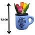 Typisch Hollands Magneet - Halve mok met tulpen - Blauw Holland