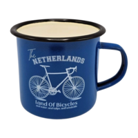 Typisch Hollands Emaille mok Blauw bike the Netherlands