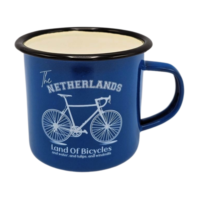 Typisch Hollands Emaillebecher Blaues Fahrrad aus den Niederlanden