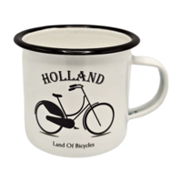 Typisch Hollands Emaillebecher Weißes Fahrrad Holland