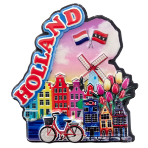 Typisch Hollands Magnet Holland - Mills-Bicycle-Houses-Tulips Holland/Amsterdam