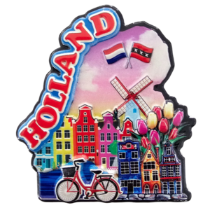 Typisch Hollands Magnet Holland - Mühlen-Fahrradhäuser-Tulpen Holland/Amsterdam