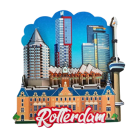 Typisch Hollands Magnet - Rotterdam - Würfelhäuser und Rathaus