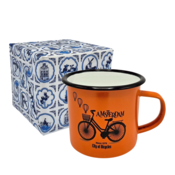 Typisch Hollands Enamel mug Orange bike and balloons