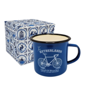 Typisch Hollands Enamel mug Blue bike the Netherlands