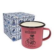 Typisch Hollands Emaillebecher Rosa Mädchen auf dem Fahrrad