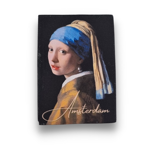 Typisch Hollands Magnet mini painting - Canvas - the Girl with a Pearl Earring - Johannes Vermeer