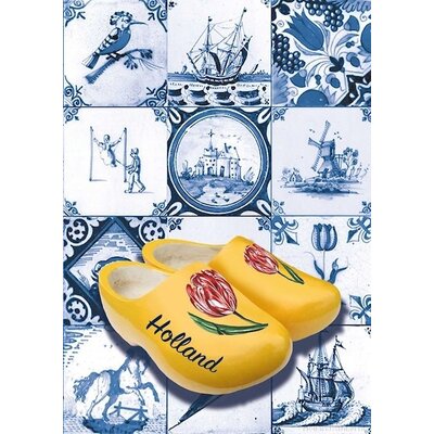 Heinen Delfts blauw Single card - Delft blue - Classic with clogs