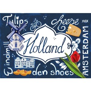 Heinen Delftware Einzelkarte - Delfter Blau - Niederländische Symbole