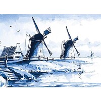 Heinen Delftware Enkele kaart - Delfts blauw - Klassiek met molenlandschap