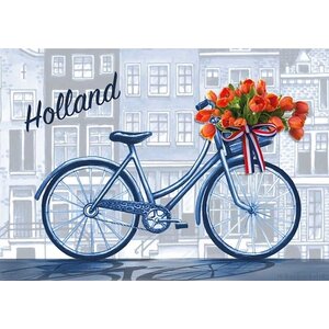 Heinen Delftware Einzelkarte - Delfter Blau - Holland - Fahrrad