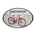 TTD Gifts Sticker oval - Amsterdam - facade houses and bicycle