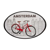 TTD Gifts Sticker oval - Amsterdam - facade houses and bicycle