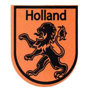 Typisch Hollands Sticker bagde-vorm - Oranje - Leeuw Holland