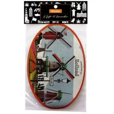 Typisch Hollands Sticker oval - Holland - Mill landscape