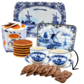 Typisch Hollands Cadeau-pakket met kop en schotels dienblad en koek (trommel)