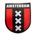 Typisch Hollands Sticker bagde-shape - Amsterdam - Red-Black-White