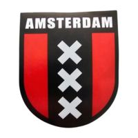 TTD Gifts Sticker bagde-vorm - Amsterdam - Rood-Zwart-Wit