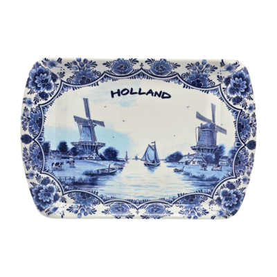 Typisch Hollands Geschenkset mit Tassen und Untertassen, Tablett und Keksdose