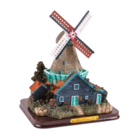 Typisch Hollands Stellingmolen - Grijs 16 cm in transparante geschenkverpakking
