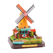 Typisch Hollands Stellingmolen - Geel 12 cm in transparante geschenkverpakking