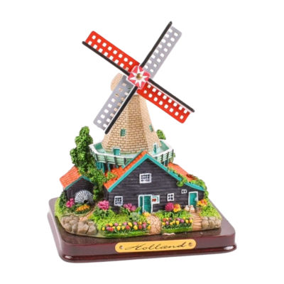 Typisch Hollands Stellingmolen - Grau 12 cm in transparenter Geschenkverpackung