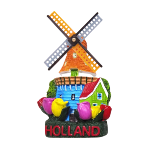 Typisch Hollands Magneet molen & tulpen Holland